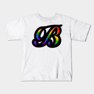 Rainbow Cursive Letter B Kids T-Shirt